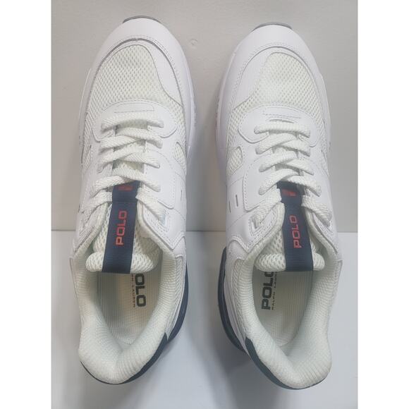 NEW POLO RALPH LAUREN JOGGER SNEAKER SHOE WHITE BLUE RED MSRP $138 MEN SIZE - 9 - Picture 4 of 8